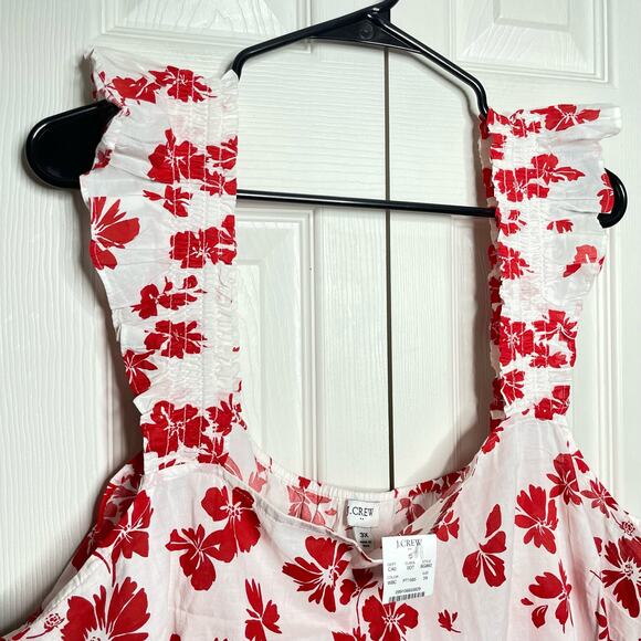 NEW J Crew Womens Square Neck Tank Top Blouse Red White Floral 3X - Picture 6 of 6